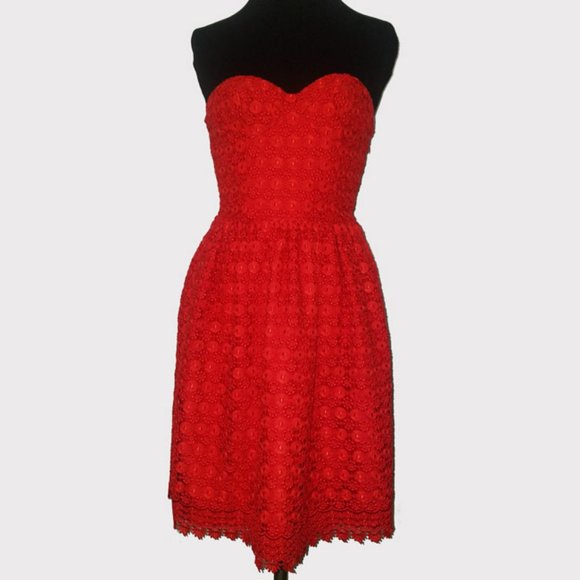 Embroidered Lace Strapless Bustier Dress XS - Picture 2 of 10